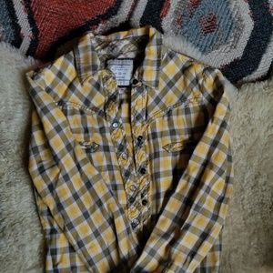 Plaid pearl snap flannel